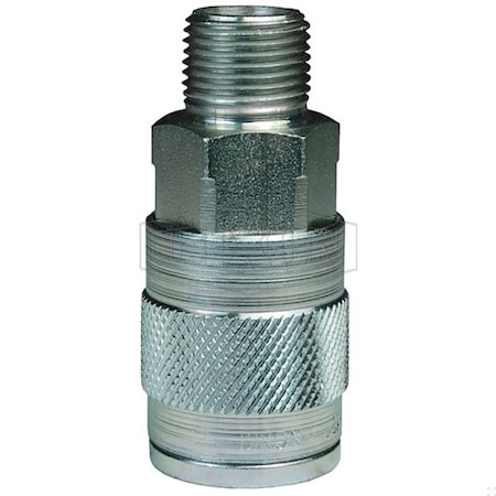 Dixon J Series Tru-Flate Automotive Male Quick Disconnect Pneumatic Coupler, 1/2-14 Nominal, Steel 3JM4